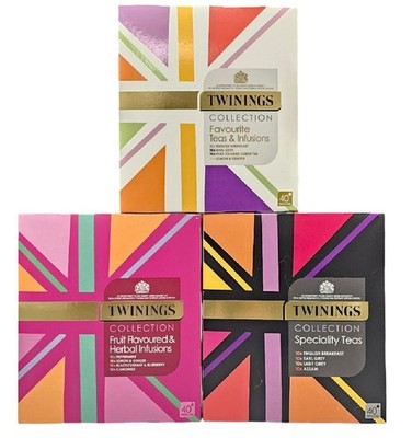 Twinings Tee Geschenkset 40 Beutel Union Jack Box Sorte schwarz, Kräuter & Aufguss