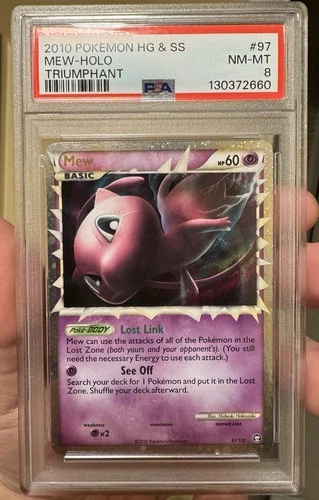 Pokemon Mew Holo PSA 8 Triumphant Heart Gold Soul Silver!