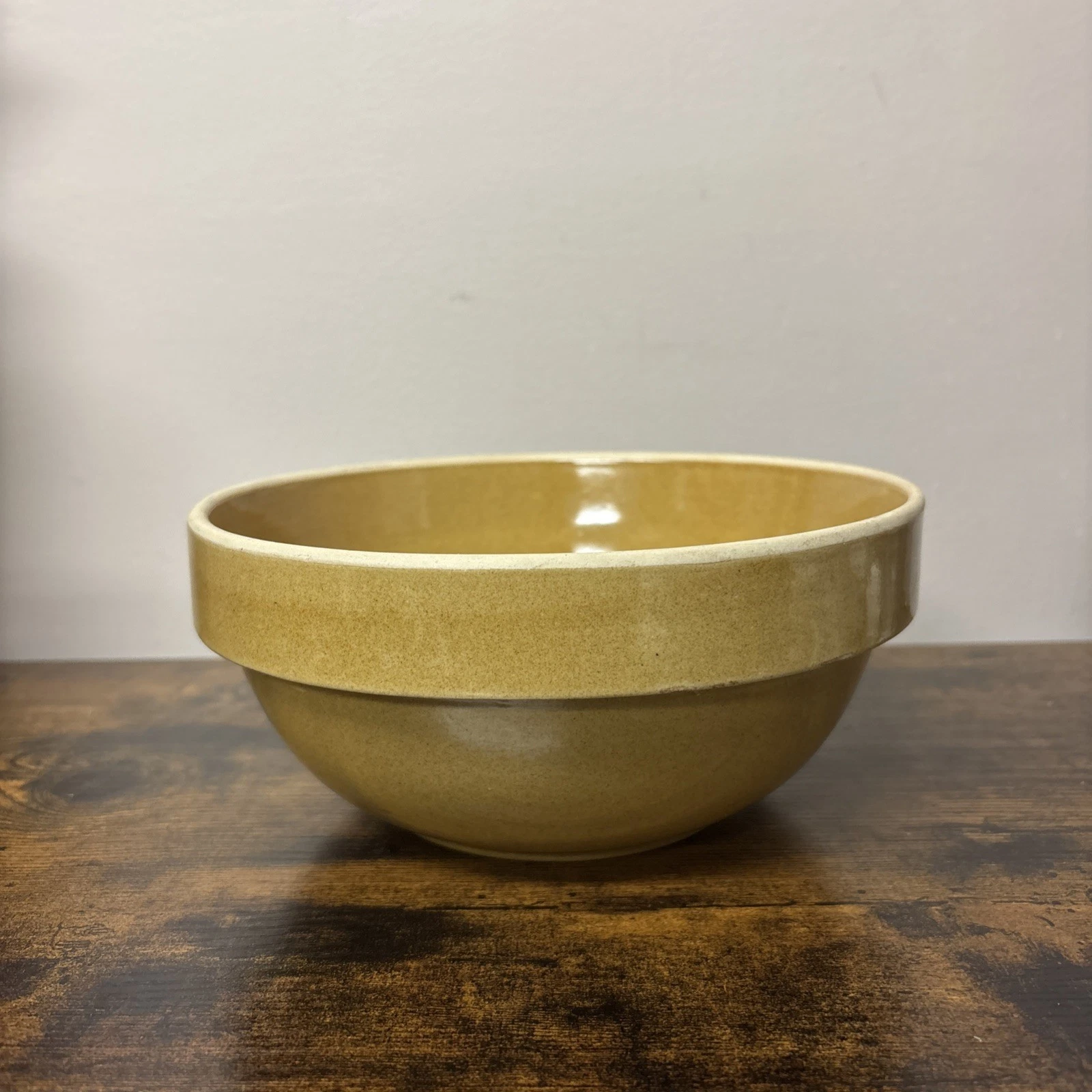 Vintage Yellow Stoneware Mixing Bowl Americana General Star Backstamp