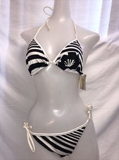 Totally Amazing New Old Retro Vintage 80/90s Black/White String Bikini Size 9/10