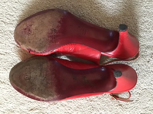 BRUNO MAGLI Women's Red Leather Open Toe Open Heel Slingback Shoes Size 7 B - Picture 7 of 11