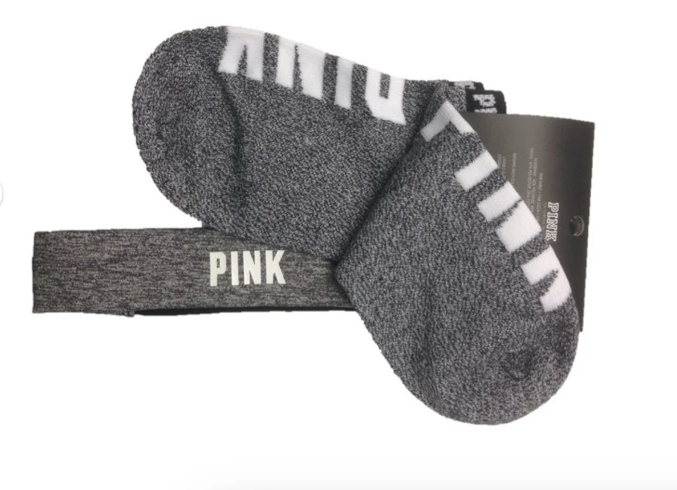 Conjunto de calcetines y diadema Victoria's Secret ROSA No Show gris jaspeado Foto 2 de 2