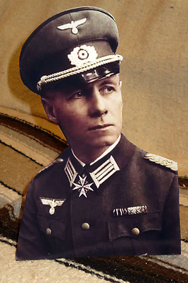 German WW 2 Colonel Erwin Rommel Before Promotion Colorized Photo Standee 10.5'' 