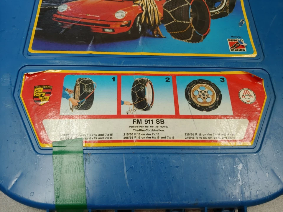 JUEGO COMPLETO MUY BONITO SIN USAR CADENAS NEUMÁTICOS ORIGINALES PORSCHE 911 930 914 944 1984 2 Foto 3 de 4