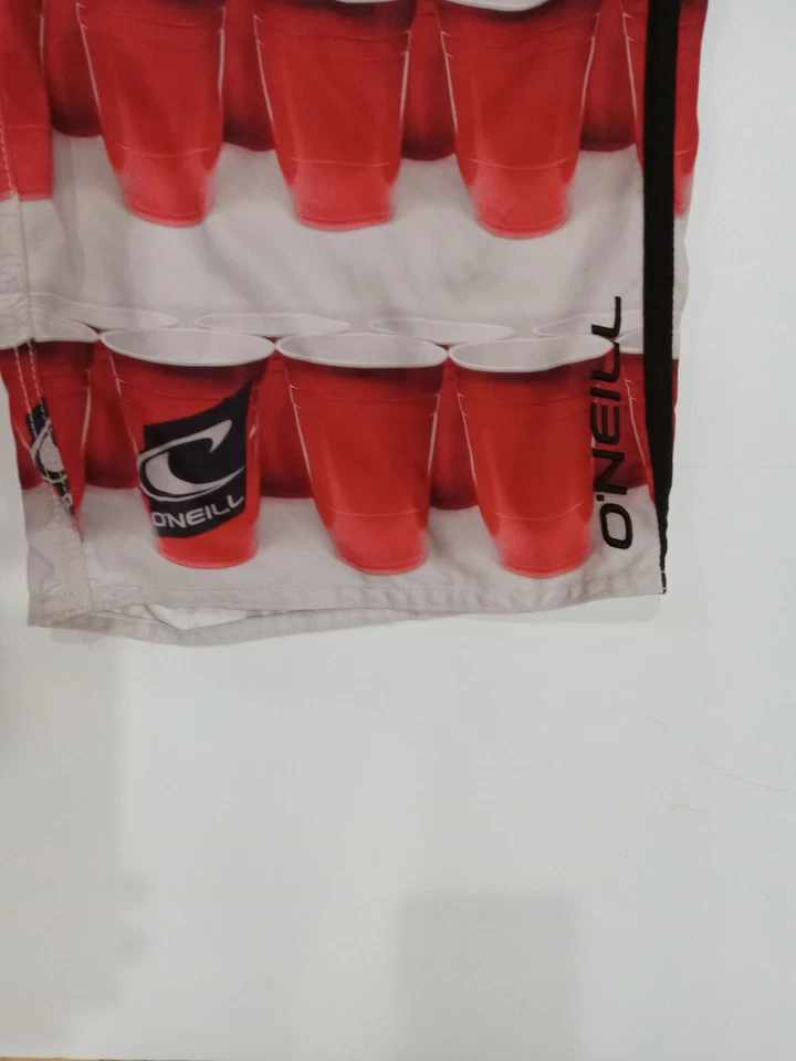 O'Neill Board Shorts Mens 32 Red White Blue Beer Pong Flag Beach Swim Trunk Lake - Image 3 of 4