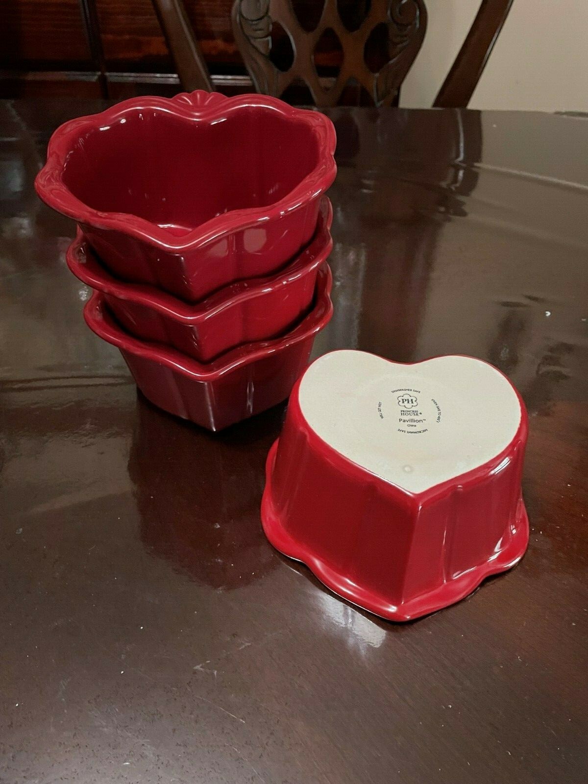 Princess House Pavillion Berry Heart Ramekins Set of 4 (3209) *New in