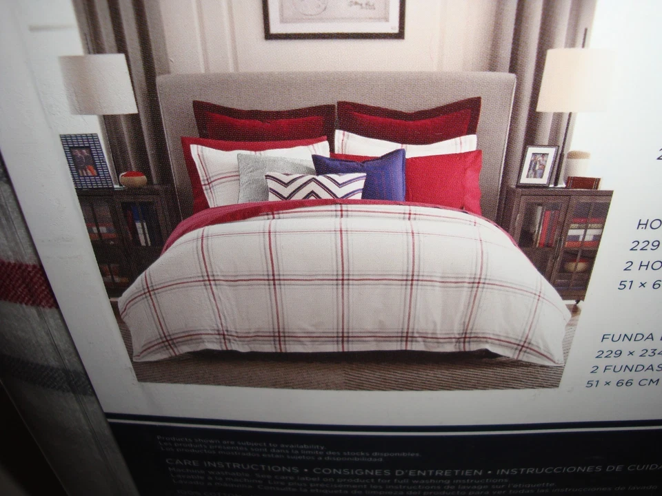 Juego de fundas funda nórdica Tommy Hilfiger Reese de franela a cuadros queen completa gris rojo Foto 2 de 4