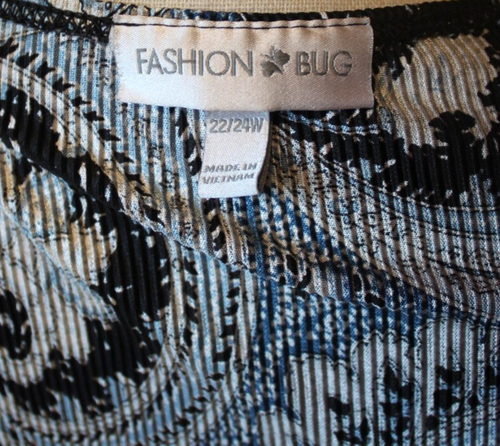 Top donna Fashion Bug blu e bianco paisley elasticizzato manica corta taglie forti 22/24W - Foto 3 di 3