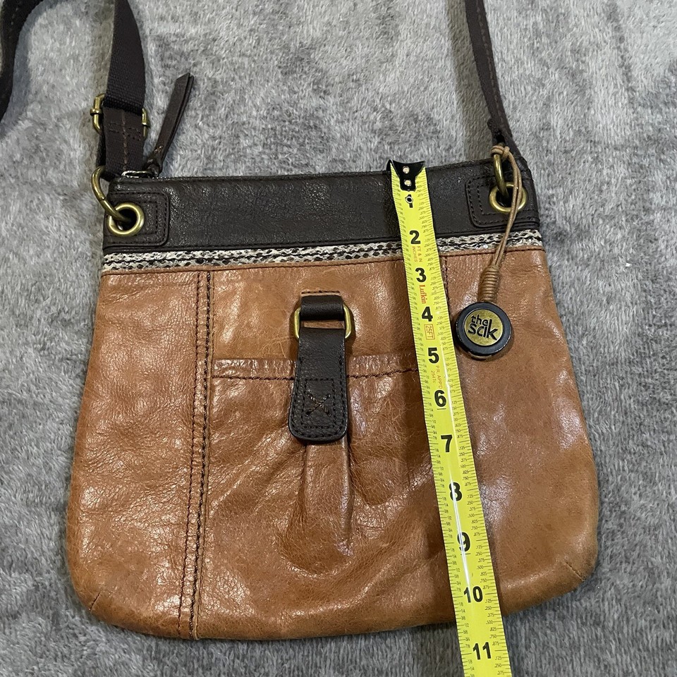 The Sak Leather Crossbody Bag Light Brown with Dark Accents Bag Charm