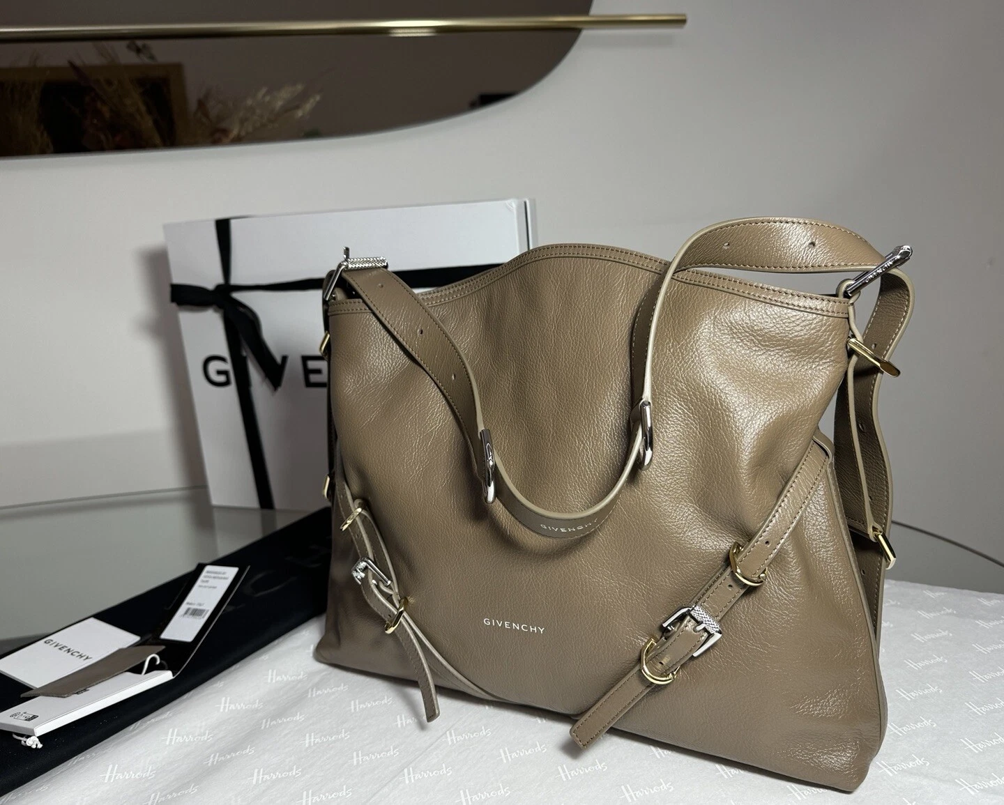 Givenchy — GIVENCHY Voyou Medium Leather Taupe Brown Bag Handbag Shoulder Bag RRP £1875 NEW