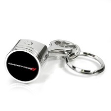 Dodge Logo Chrome Finish Engine Piston and Rod Metal Key Chain Keychain