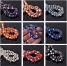 10pcs 13x9.5mm Oval Faceted Matte Crystal Glass Loose Beads Jewelry Finding