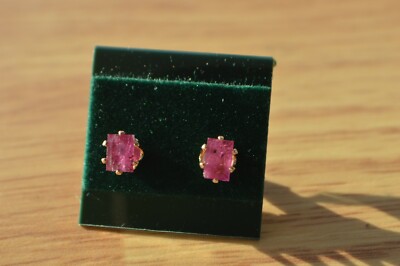 1,22ct Rubin Solitär Ohrringe in 14K YG über Sterlingsilber 7x5mm ohne Glas