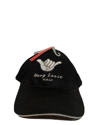 NWT Vintage Hang Loose Maui Black Adjustable Hat Embroidered - Image 1 of 4
