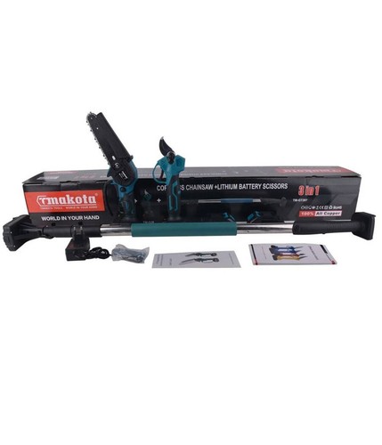 Kit Per Potatura Professionale Mini Motosega + Forbice Cesoia + Asta Telescopica - Foto 2 di 3