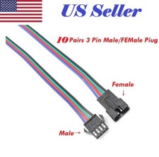 10Pairs JST SM 4PIN Plug Male to Female EL Wire Cable Connector Adapter