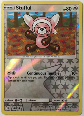 POKEMON STUFFUL 181/236 COSMIC ECLIPSE COMMON REVERSE HOLO NEAR MINT