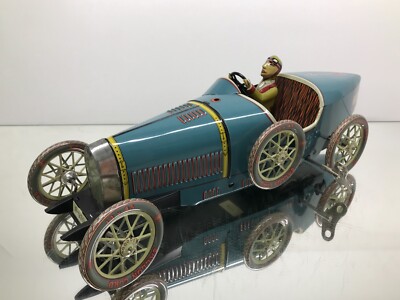 PAYA I-970 BUGATTI TYPE 35 BALLON CORD WINDUP TIN TOY BLECH -GREEN L48.0cm- GOOD
