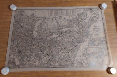 Cleartype American Map Company Railroad Map Northeastern United States Vintage