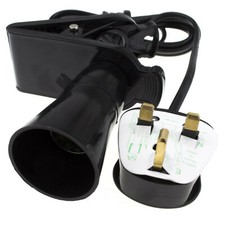 Clip Desk Lamp Holder UK Plug Light Bulb B22 Socket Base Switch  2M Cable BLACK