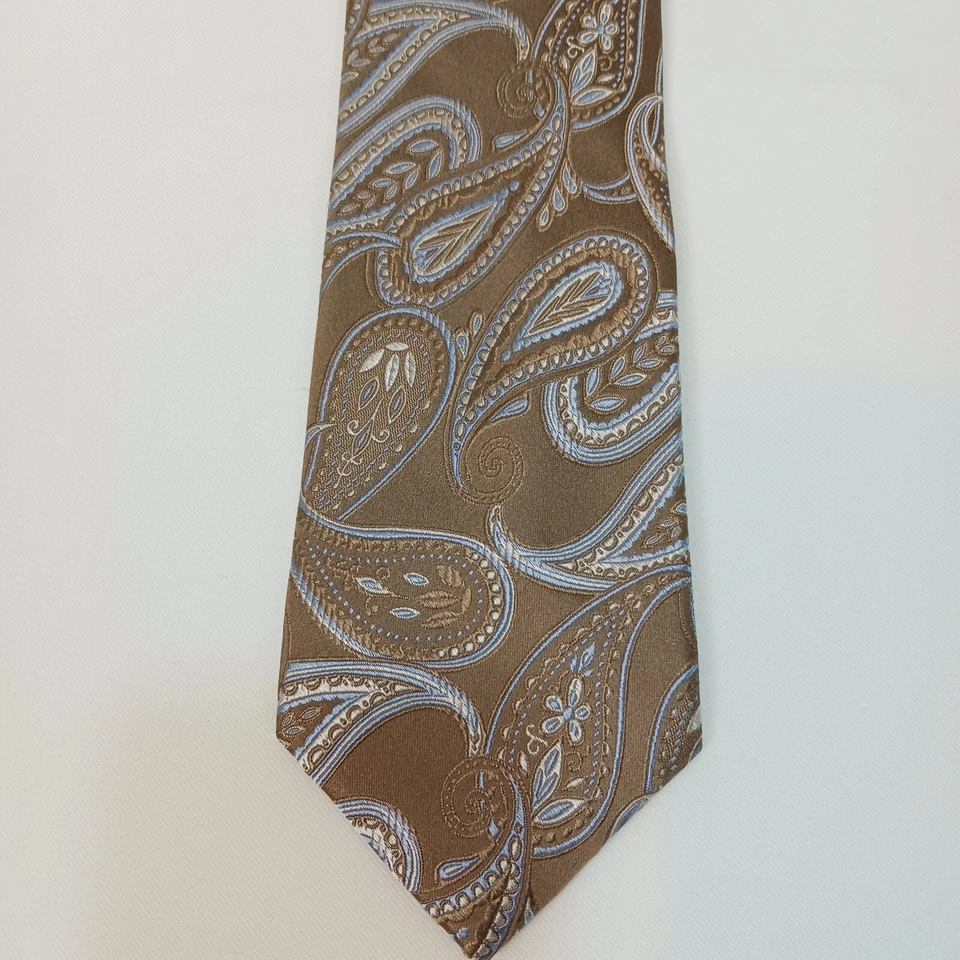 CORBATA PAISLEY SEDA MONTURA ÓXIDO Y AZUL 58"L X 3.5"W Foto 2 de 4