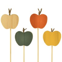 Blumenstecker Herbst Dekostecker Holz Apfel 5X5,5Cm 8St Tischdeko Herbstdeko, 8