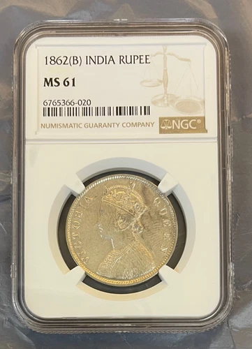 1862(B) India Rupee Silver coin NGC MS61 
