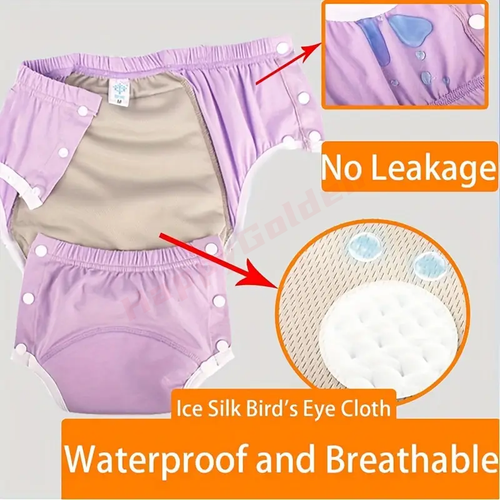 3-Pack Adult Cloth Diapers Reusable Washable Incontinence Underwear Snap Closure - Picture 12 of 29