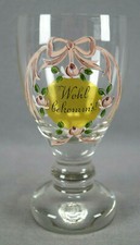 Early 20th Century German Bohemian Wohl Becommes Pink Roses & Bow Ale Glass