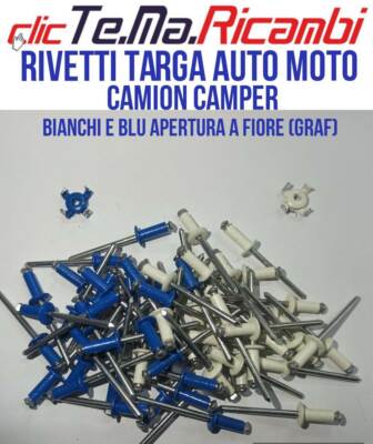 50 RIVETTI A FIORE Fissaggio TARGA AUTO MOTO 4,8x12 COLORI BIANCHI 25 E Blu 25 - Foto 8