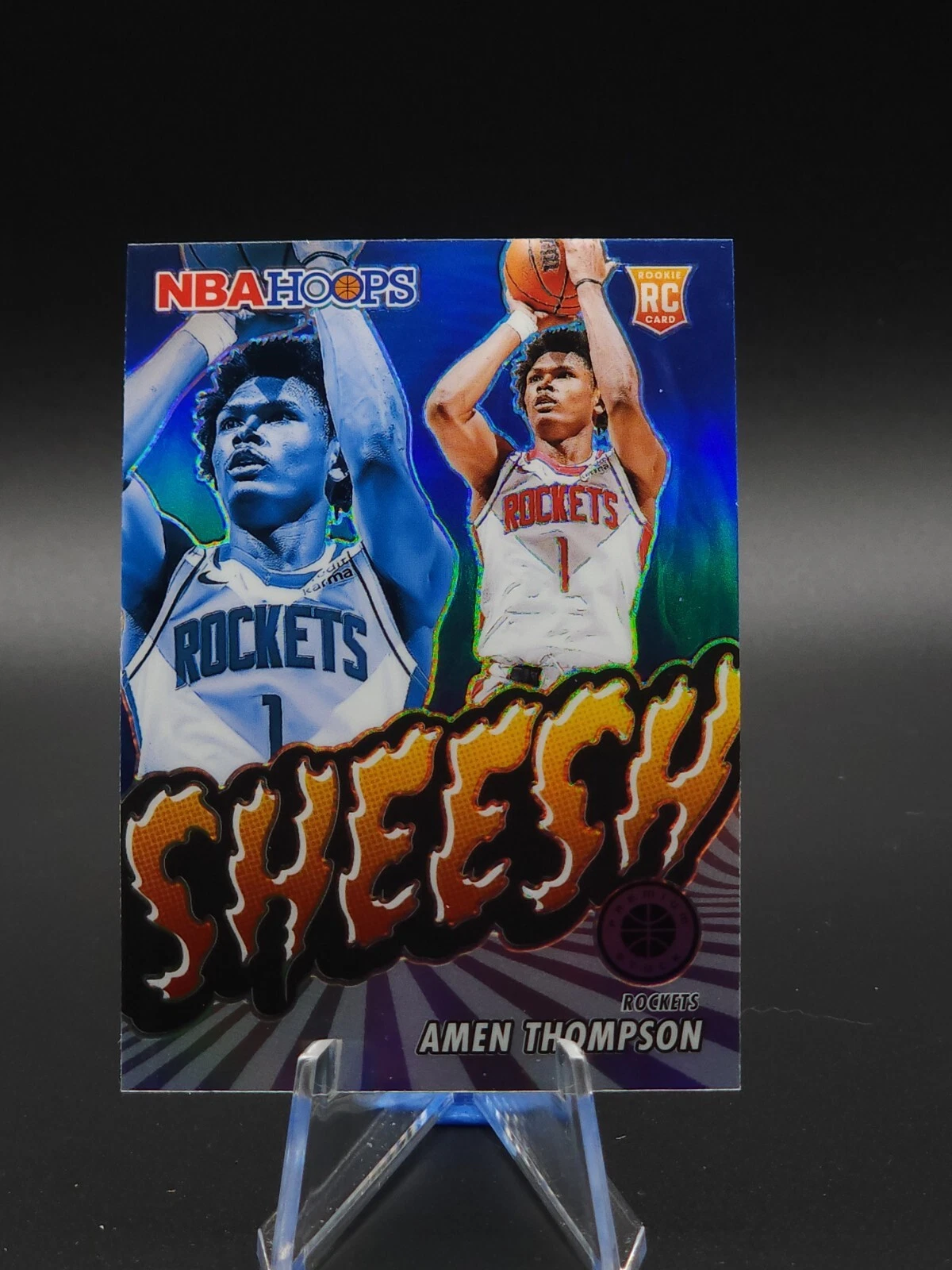 2023-24 Panini NBA Hoops Premium Stock Sheesh Silver Prizm #4 Amen Thompson (RC)