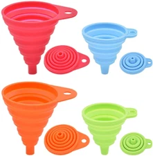 Silicone Collapsible Funnel Set of 4 Pack Small to Large Foldable for Kitchen 