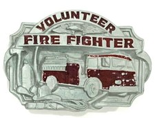 Volunteer Fire Fighter Siskiyou 1989 Fire Truck Enameled Belt Buckle