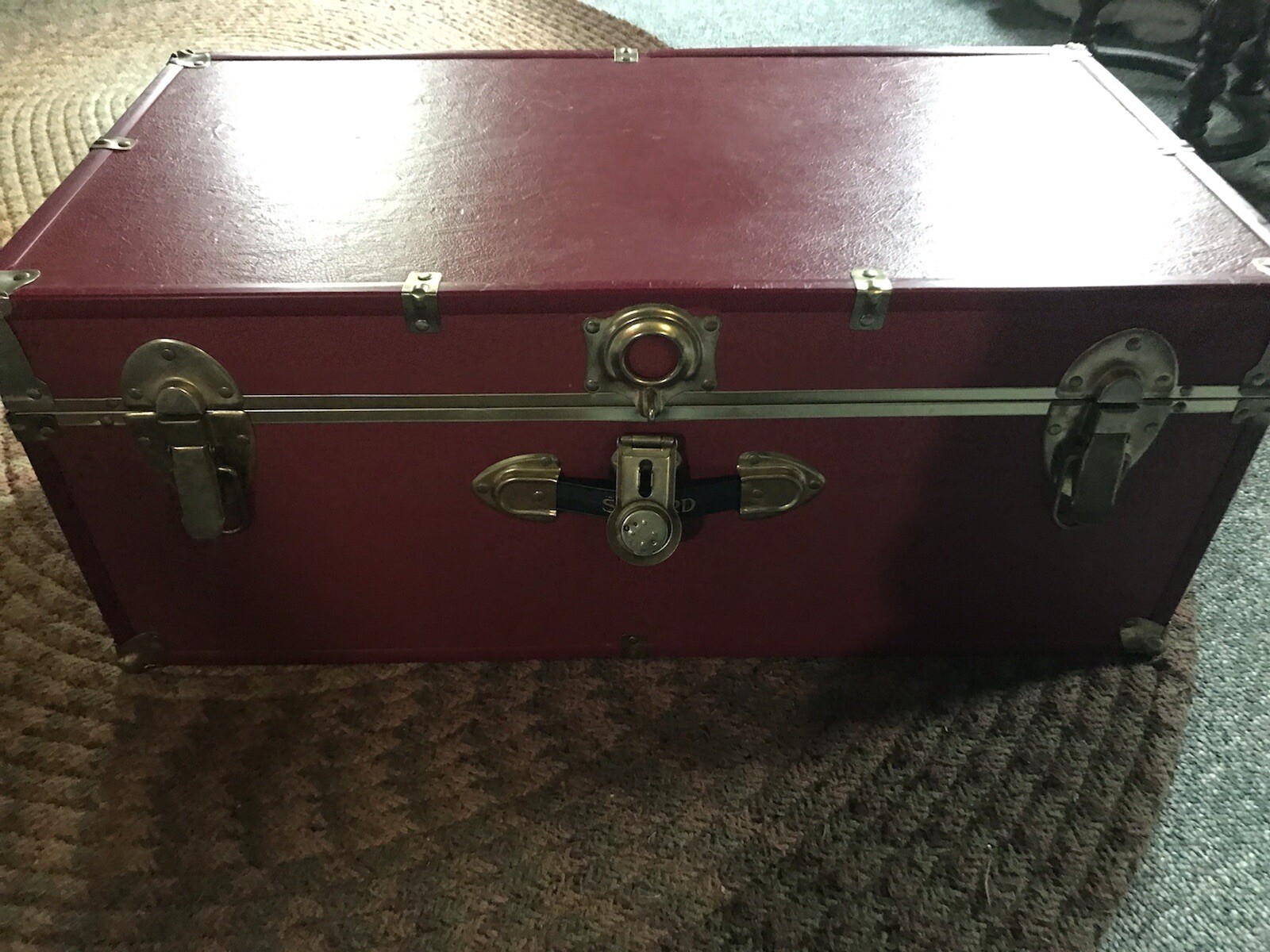 Vintage SEWARD Steamer Trunk Red 12×16×30 with Brass Corners