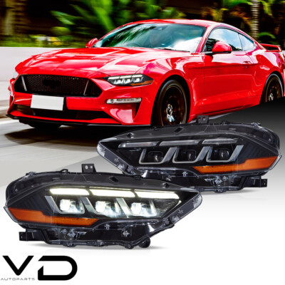 FULL LED Headlights For 2018-2022 Ford Mustang Head Lamp W/Startup Animation DRL