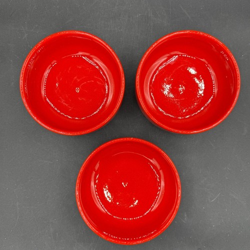 Waechtersbach CHRISTMAS Fruit Dessert Sauce Bowls 4 3/4" Red Germany Set of 3 - Picture 2 of 10