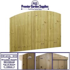 Dome Top Tongue & Groove Semi-Braced Fence Panel W.6ft (183cm) x H.4ft (120cm)