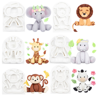 Jungle Animals Fondant Silicone Moulds Kids Birthday Sugarcraft