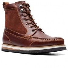 Image of CLARKS Durston Hi Mens Lace Up BRITISH TAN Leather Boots UK10 G