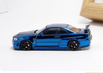 Fuji 1/64 Scale GT-R R34 Z-Tune Blue Diecast Car Model Toy Gift