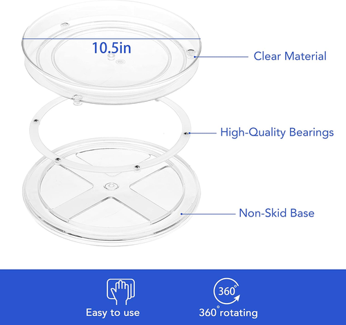 2-Pack Lazy Susan Cabinet Organizer, Plastic Rotating round Lazy Susan Turntable - Picture 7 of 7