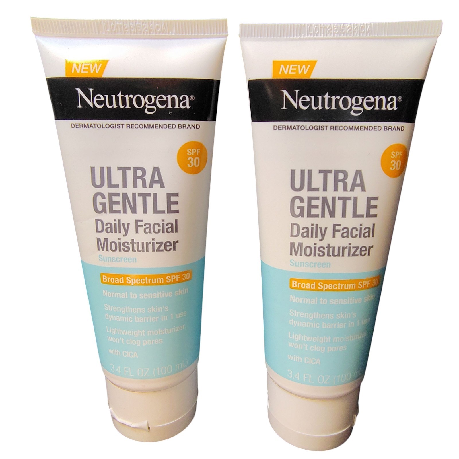 Neutrogena Ultra Gentle SPF 30 Daily Moisturizer 3.4 fl oz - NEW - 2PACK