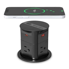 ANNQUAN 3.15" Pop Up Outlet with 15W Wireless Charger,Max 20W Power Delivery,...