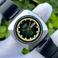 Vintage Citizen Automatic Emerald Sunburst Fl...