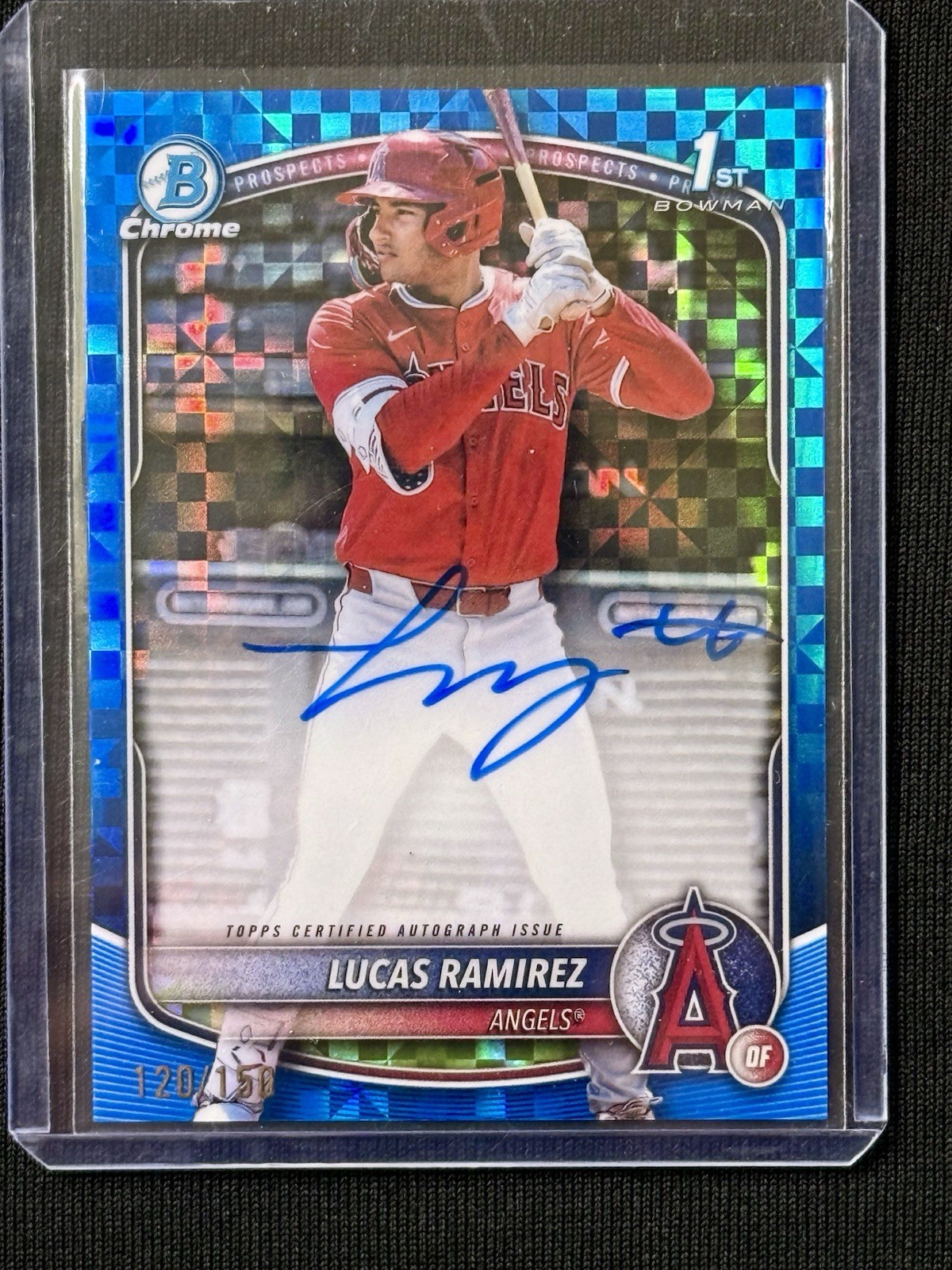 2025 Bowman Chrome 1st Lucas Ramirez Blue X-Fractor Auto /150 #BCP-135 Angels