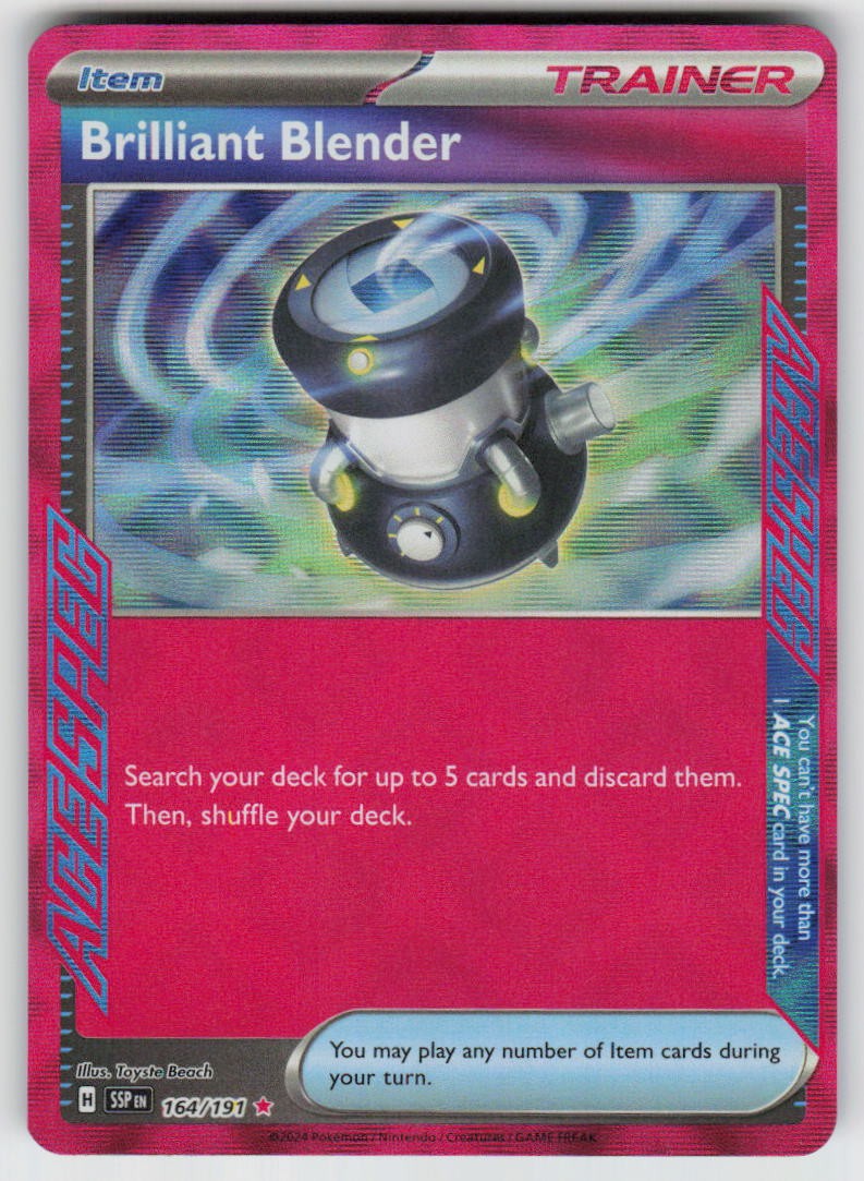 Brilliant Blender 164/191 ACE SPEC Rare Surging Sparks Pokemon Holo Near Mint