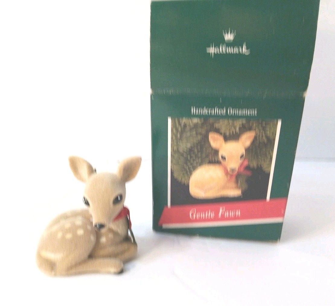 Vintage Hallmark Gentle Fawn Handcrafted Ornament 1989