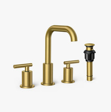 FORIOUS 8" Widespread Bathroom Faucet   Dual  Handle   Pop  Up Drain   Brush Gold