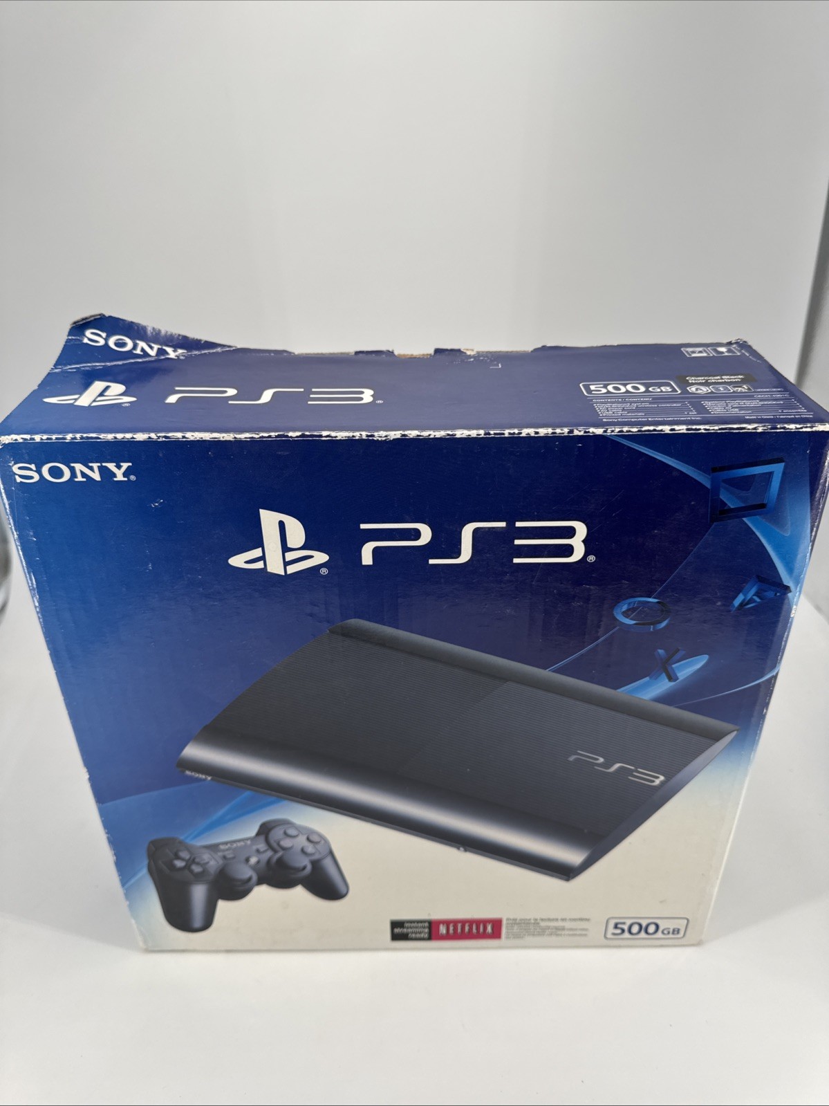 Sony PlayStation 3 PS3 Super Slim Black Console 500gb Box Only NO CONSOLE