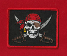 3.5" Hook Patch FANCY Biker Skull Calico Jack Bandanna Earing Eye JSOC JTF